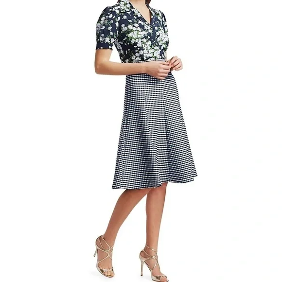 Michael Kors Collection Tattersall Stretch Wool Gabardine Flare Skirt size 14 - Picture 2 of 13